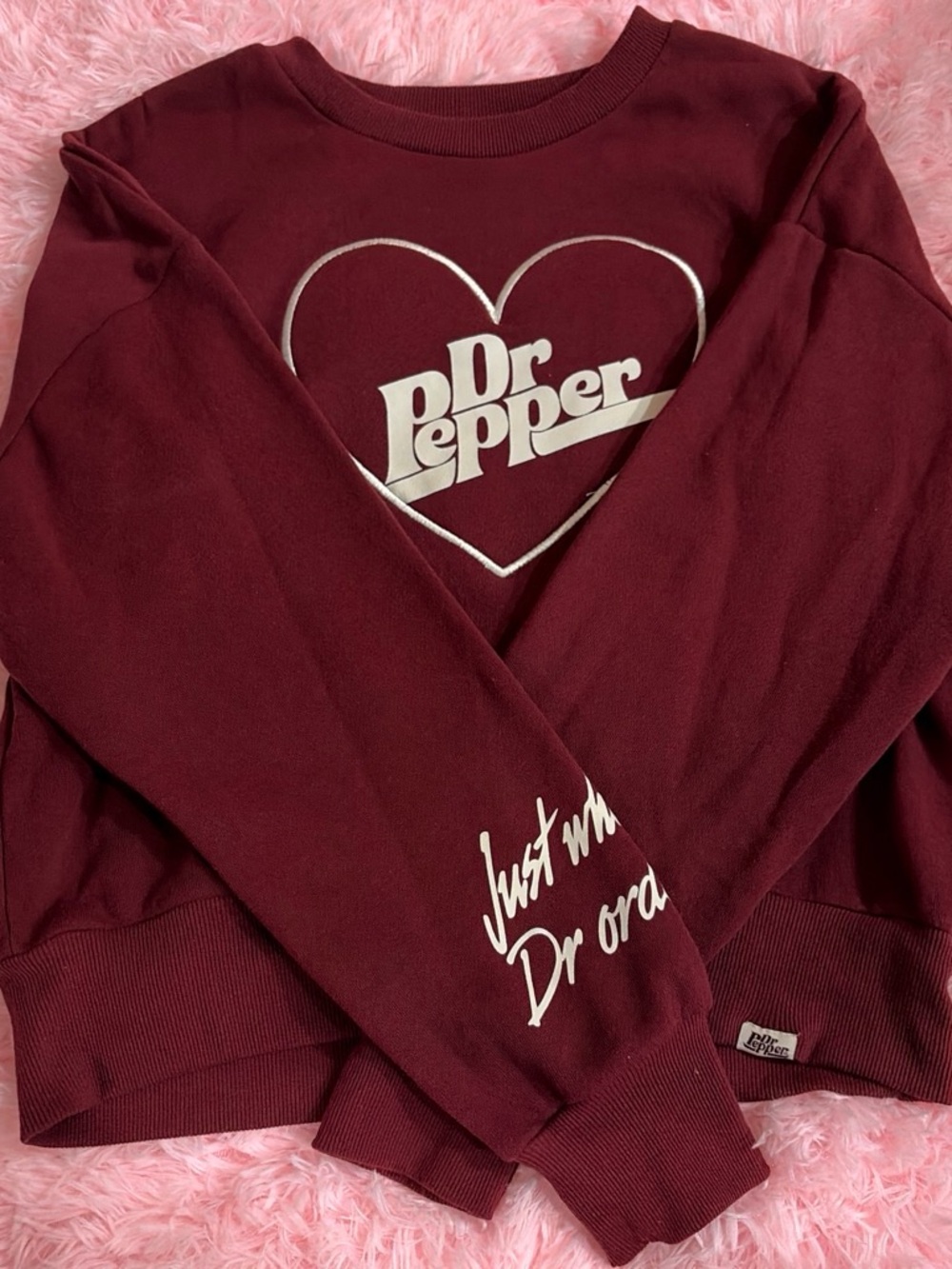 Dr Pepper Kids Maroon Sweatshirt with Heart Logo